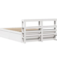 Massivholzbett mit Kopfteil Weiß 160x200 cm Kiefer