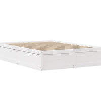 Massivholzbett mit Kopfteil Weiß 150x200 cm Kiefer