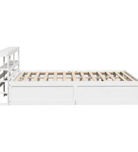 Massivholzbett mit Kopfteil Weiß 150x200 cm Kiefer