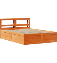 Massivholzbett mit Kopfteil Wachsbraun 150x200 cm Kiefer