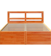 Massivholzbett mit Kopfteil Wachsbraun 150x200 cm Kiefer