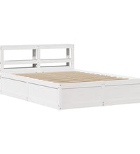 Massivholzbett mit Kopfteil Weiß 140x200 cm Kiefer