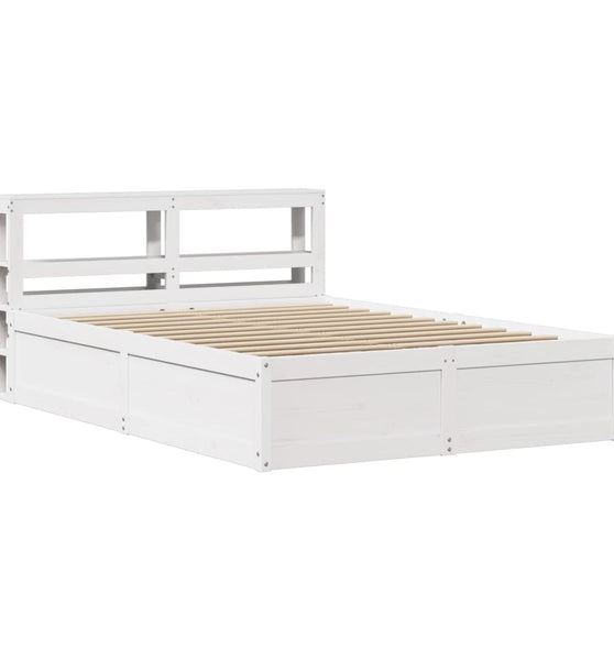 Massivholzbett mit Kopfteil Weiß 140x200 cm Kiefer