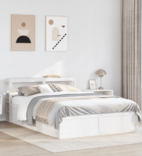 Massivholzbett mit Kopfteil Weiß 140x200 cm Kiefer