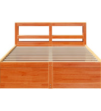 Massivholzbett mit Kopfteil Wachsbraun 140x200 cm Kiefer