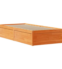 Massivholzbett mit Kopfteil Wachsbraun 90x200 cm Kiefer