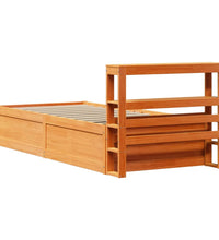 Massivholzbett mit Kopfteil Wachsbraun 90x200 cm Kiefer