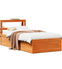 Massivholzbett mit Kopfteil Wachsbraun 90x200 cm Kiefer
