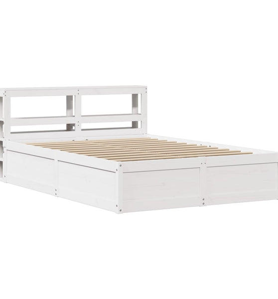 Massivholzbett mit Kopfteil Weiß 140x190 cm Kiefer