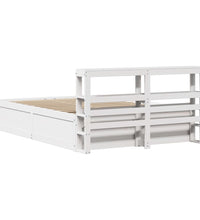 Massivholzbett mit Kopfteil Weiß 140x190 cm Kiefer