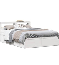 Massivholzbett mit Kopfteil Weiß 140x190 cm Kiefer