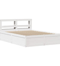 Massivholzbett mit Kopfteil Weiß 135x190 cm Kiefer