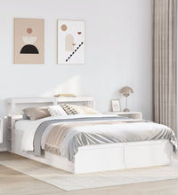 Massivholzbett mit Kopfteil Weiß 135x190 cm Kiefer