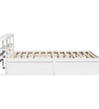 Massivholzbett mit Kopfteil Weiß 135x190 cm Kiefer