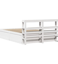 Massivholzbett mit Kopfteil Weiß 135x190 cm Kiefer