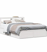 Massivholzbett mit Kopfteil Weiß 135x190 cm Kiefer