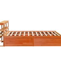 Massivholzbett mit Kopfteil Wachsbraun 135x190 cm Kiefer