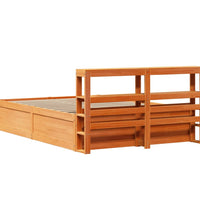 Massivholzbett mit Kopfteil Wachsbraun 120x190 cm Kiefer