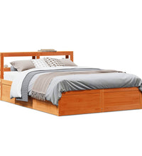 Massivholzbett mit Kopfteil Wachsbraun 120x190 cm Kiefer