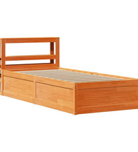 Massivholzbett mit Kopfteil Wachsbraun 90x190 cm Kiefer