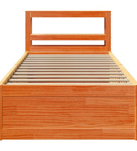 Massivholzbett mit Kopfteil Wachsbraun 90x190 cm Kiefer