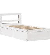 Massivholzbett mit Kopfteil Weiß 75x190 cm Kiefer