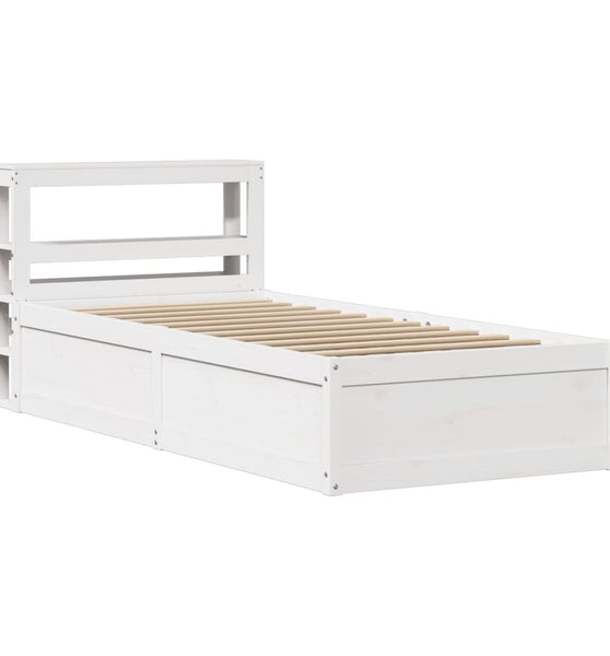 Massivholzbett mit Kopfteil Weiß 75x190 cm Kiefer