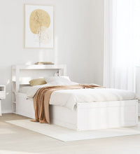 Massivholzbett mit Kopfteil Weiß 75x190 cm Kiefer