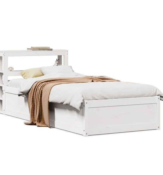 Massivholzbett mit Kopfteil Weiß 75x190 cm Kiefer