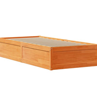 Massivholzbett mit Kopfteil Wachsbraun 75x190 cm Kiefer