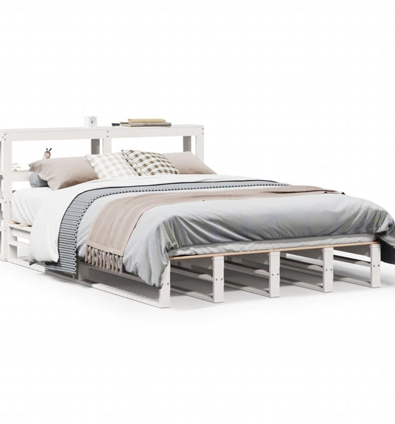 Massivholzbett ohne Matratze Weiß 140x200 cm Kiefernholz