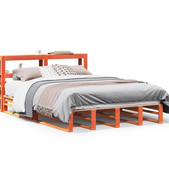 Massivholzbett ohne Matratze Wachsbraun 140x200 cm Kiefernholz