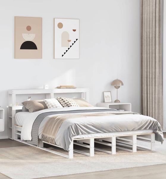 Massivholzbett ohne Matratze Weiß 150x200 cm Kiefernholz