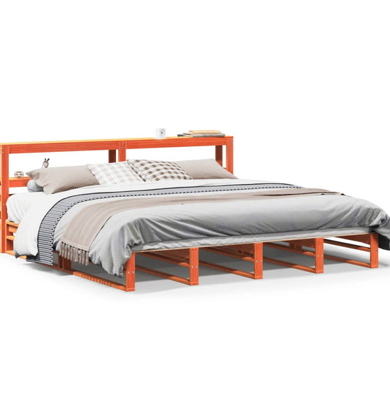 Massivholzbett ohne Matratze Wachsbraun 180x200 Kiefernholz