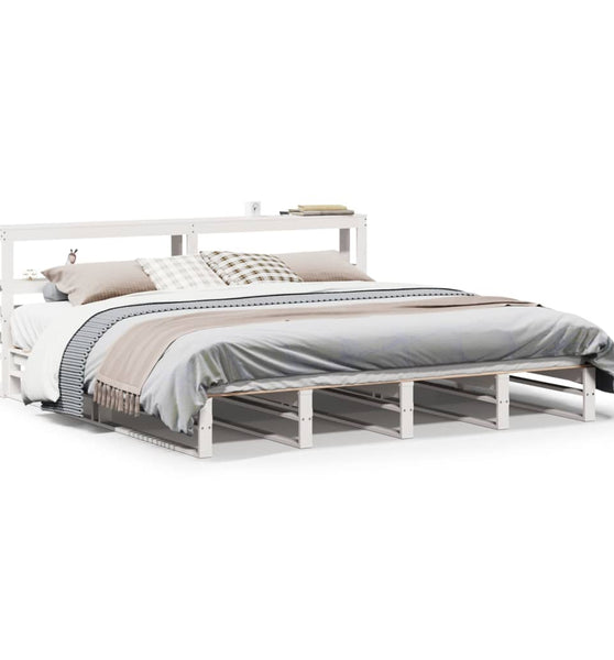 Massivholzbett ohne Matratze Weiß 200x200 cm Kiefernholz