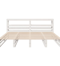 Massivholzbett ohne Matratze Weiß 200x200 cm Kiefernholz