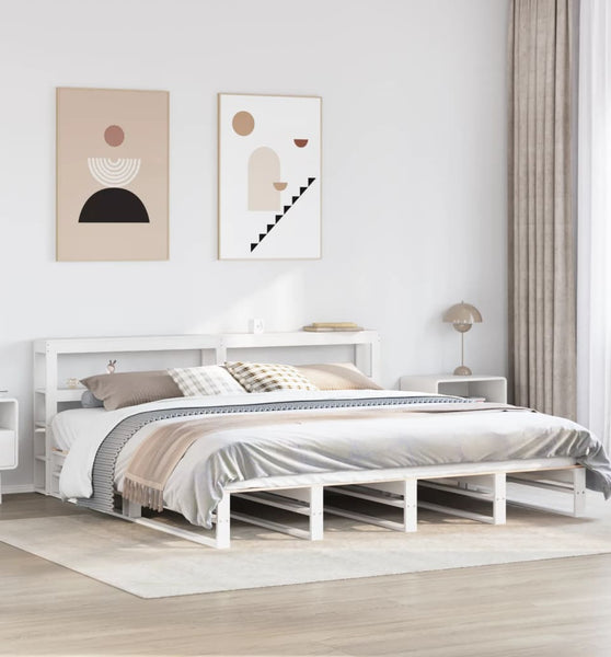Massivholzbett ohne Matratze Weiß 200x200 cm Kiefernholz