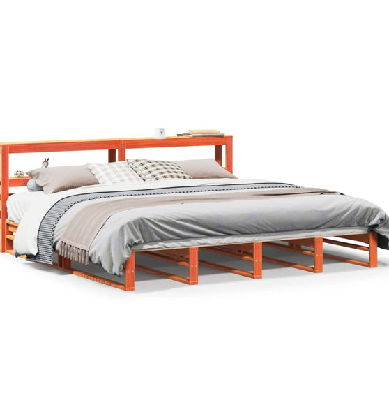 Massivholzbett ohne Matratze Wachsbraun 200x200 Kiefernholz