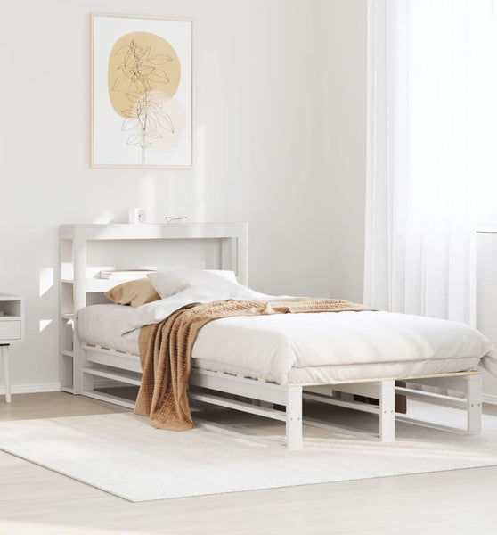 Massivholzbett ohne Matratze Weiß 75x190 cm Kiefernholz