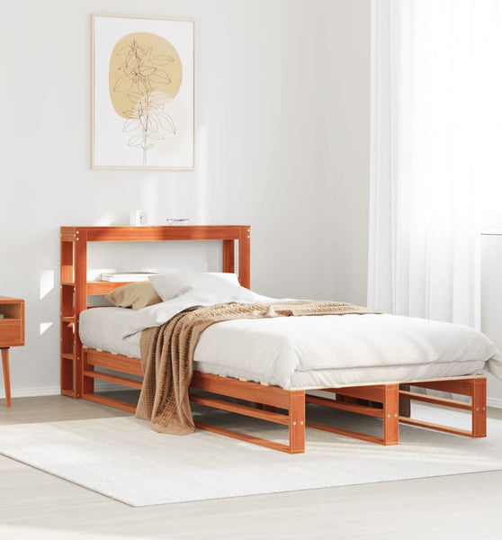 Massivholzbett ohne Matratze Wachsbraun 75x190 cm Kiefernholz