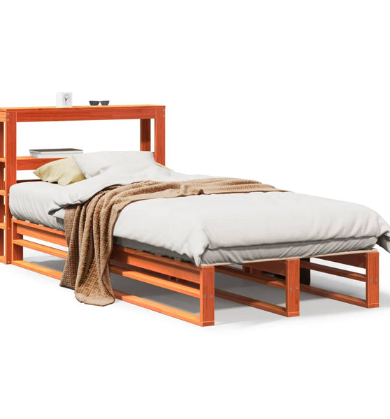 Massivholzbett ohne Matratze Wachsbraun 90x190 cm Kiefernholz