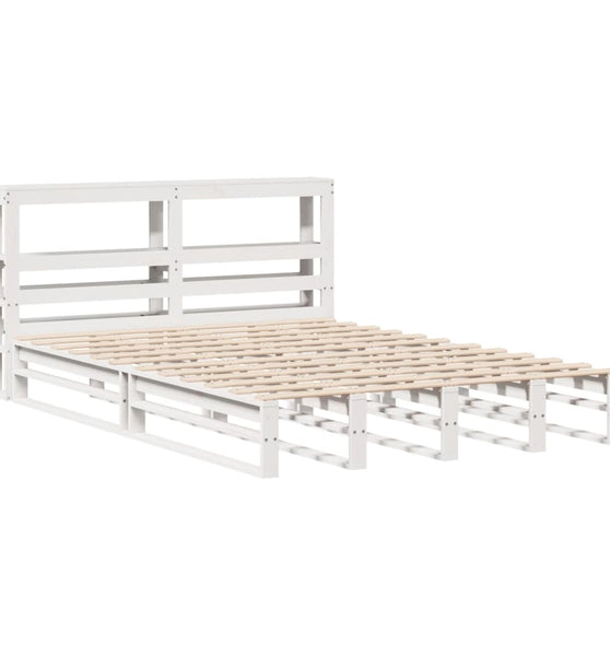 Massivholzbett ohne Matratze Weiß 135x190 cm Kiefernholz