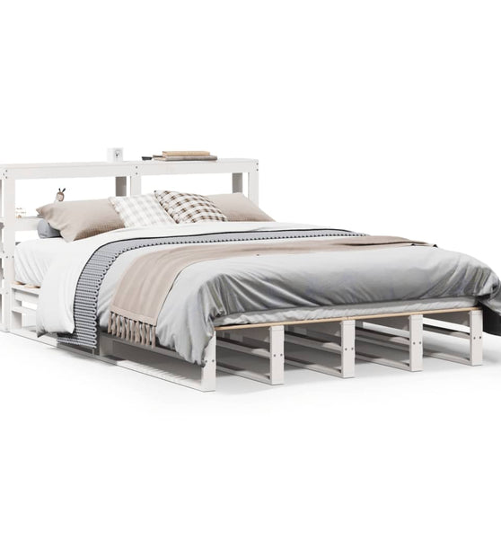 Massivholzbett ohne Matratze Weiß 140x190 cm Kiefernholz