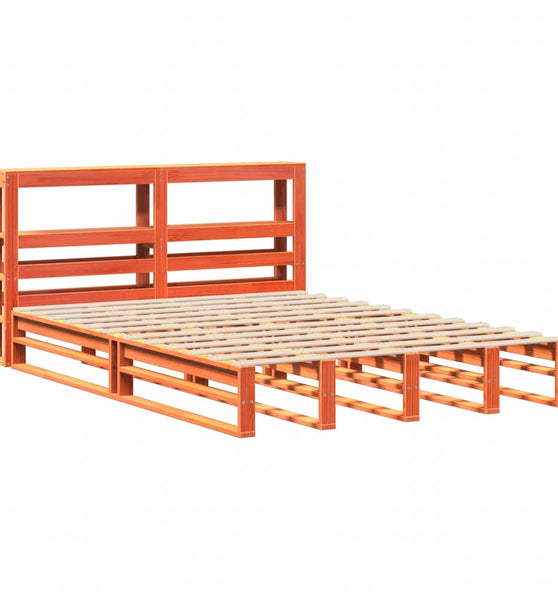 Massivholzbett ohne Matratze Wachsbraun 140x190 cm Kiefernholz