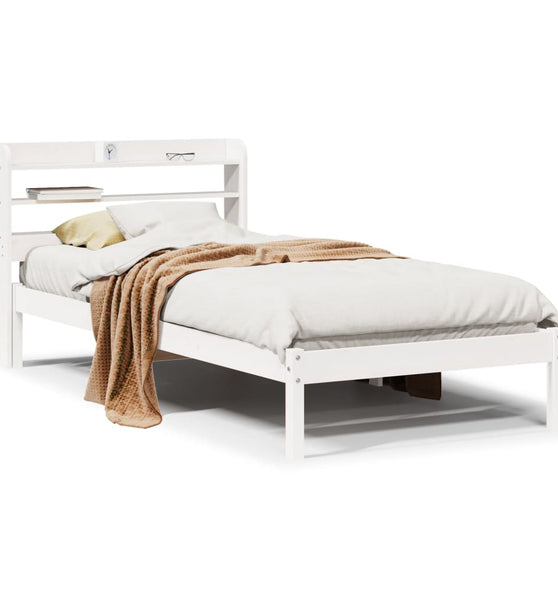 Massivholzbett ohne Matratze Weiß 100x200 cm Kiefernholz