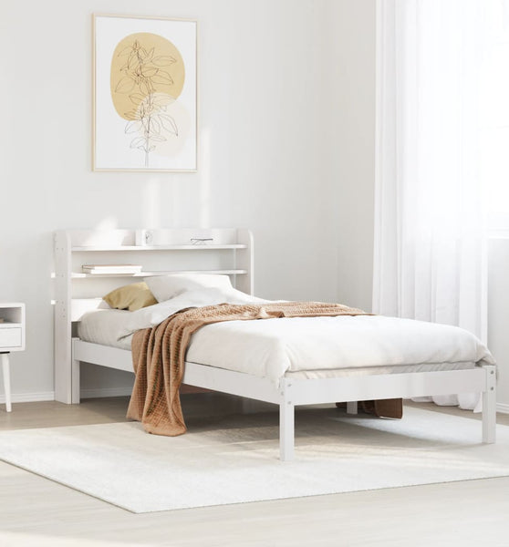 Massivholzbett ohne Matratze Weiß 100x200 cm Kiefernholz