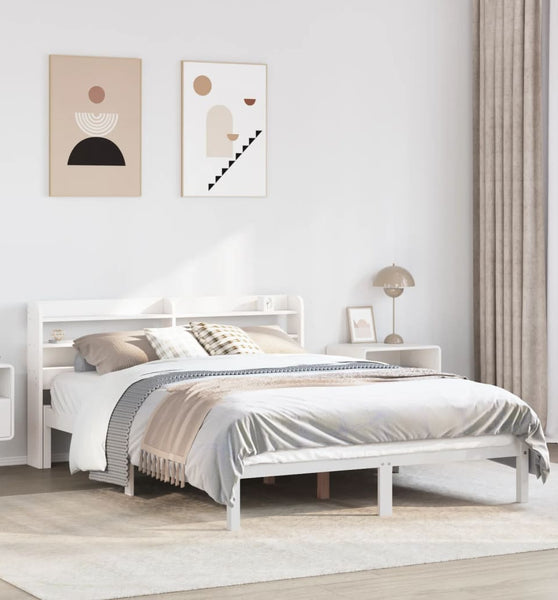 Massivholzbett ohne Matratze Weiß 140x200 cm Kiefernholz