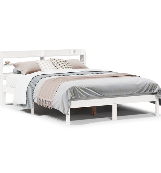 Massivholzbett ohne Matratze Weiß 150x200 cm Kiefernholz