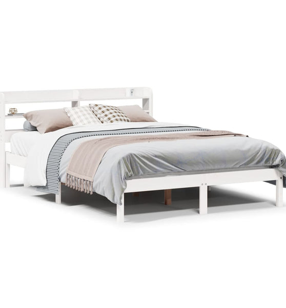 Massivholzbett ohne Matratze Weiß 160x200 Kiefernholz