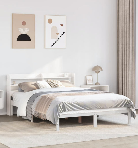 Massivholzbett ohne Matratze Weiß 160x200 Kiefernholz